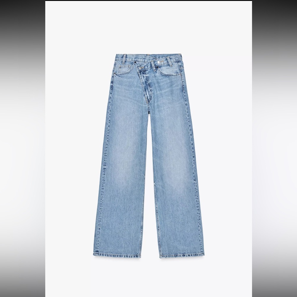 Zara x TRF High Waisted Wide Leg Cross Over Jeans
